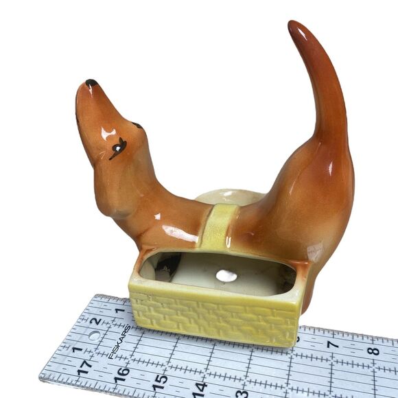 VTG A.L. Hirsch Dachshund Ceramic Planter Ashtray Mid-Century Brown Dog Figuine - Picture 5 of 10